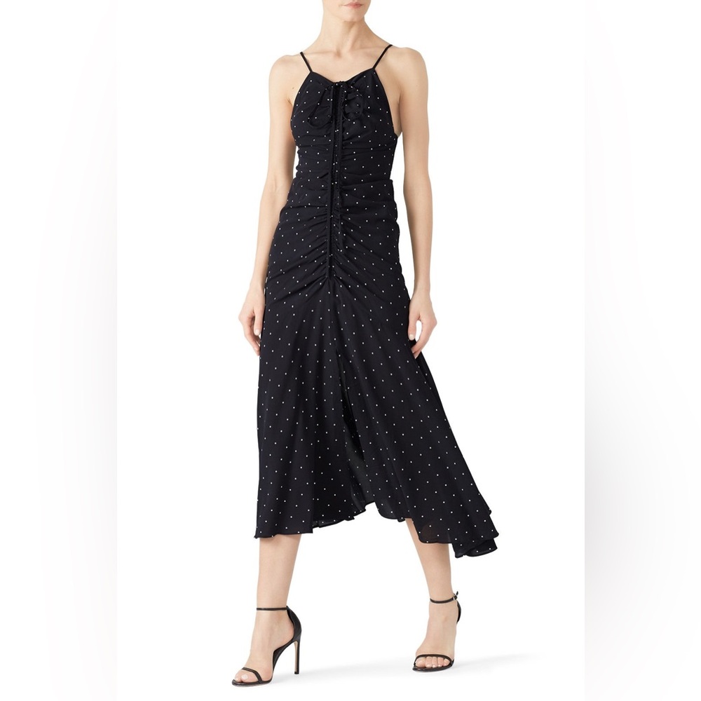 Alice McCall Oscar Ruched Polka Dot Midi Dress